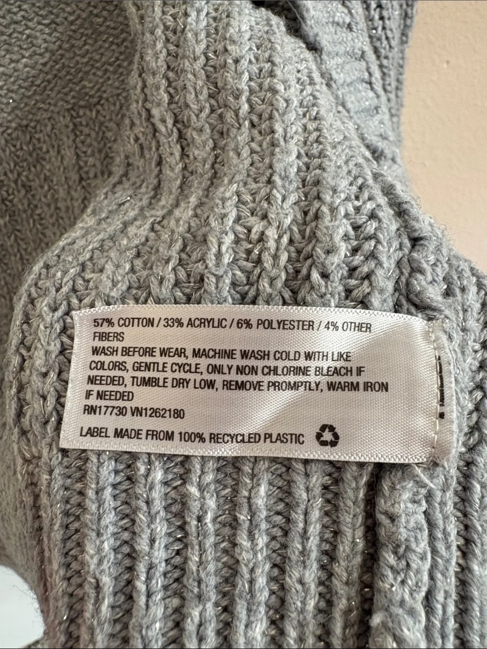 Cat & Jack Light Gray Chunky Open-Front Girls Cardigan